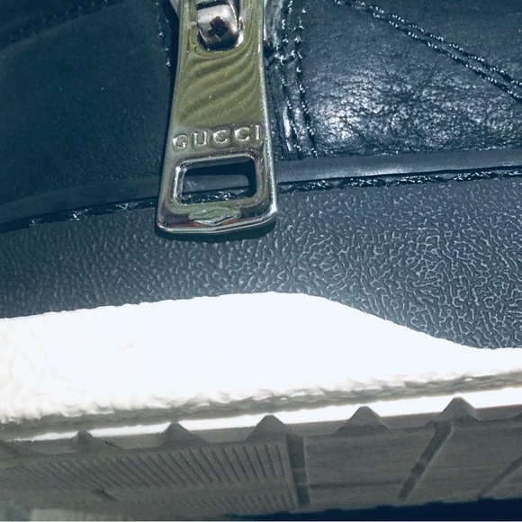 PRE-OWNED 100% AUTHENTIC GUCCI BLACK LEATHER WOMEN'S ANKLE BOOT SZ 5 LACE ZIPPER - Picture 11 of 11